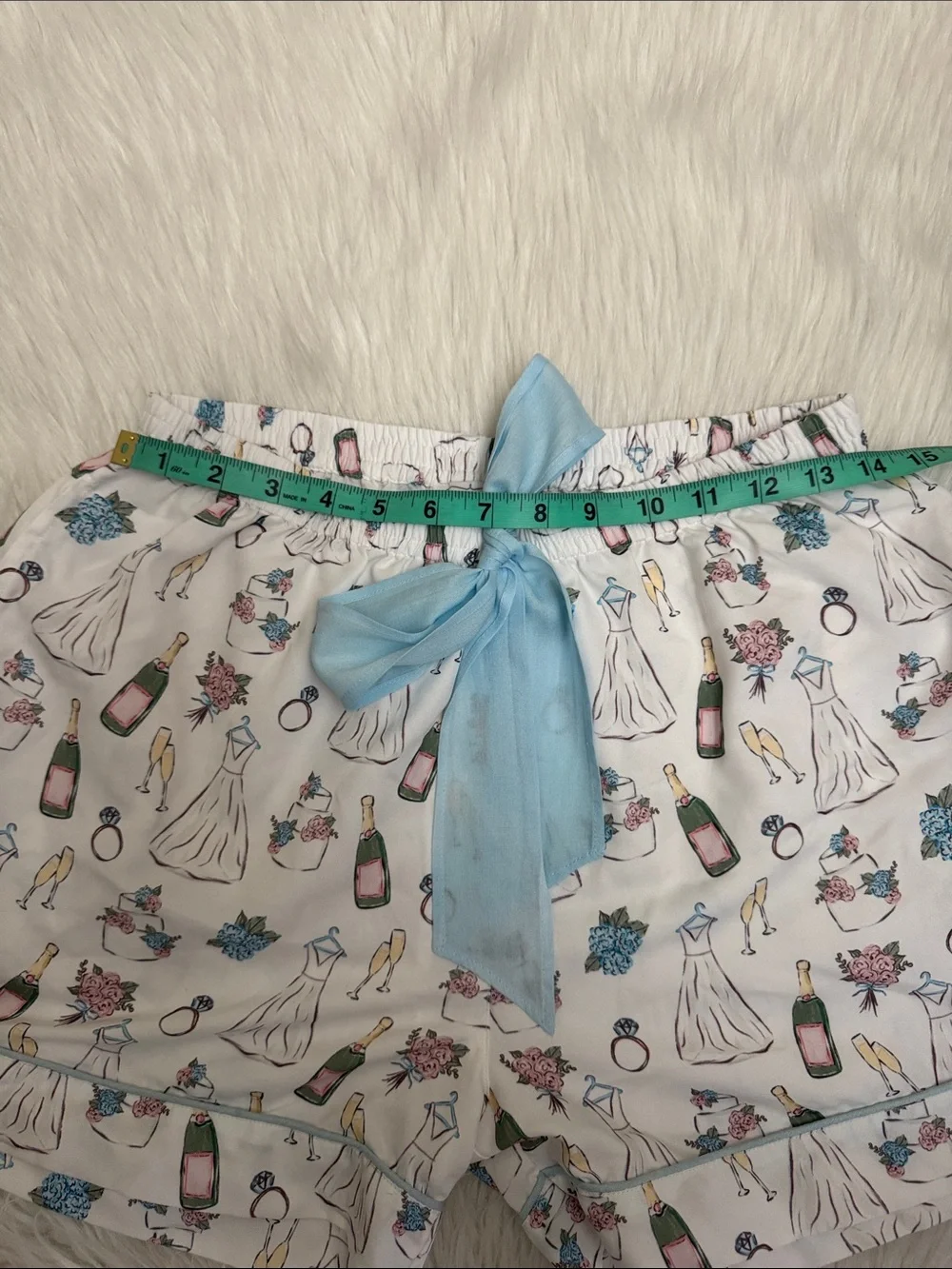 Mud Pie White Bride Floral Pajama Sleepwear Shorts Size M - Picture 11 of 14